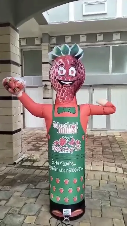 Obsthof Müller Erdbeer-Maskottchen — Produktbezogenes Spezialmaskottchen