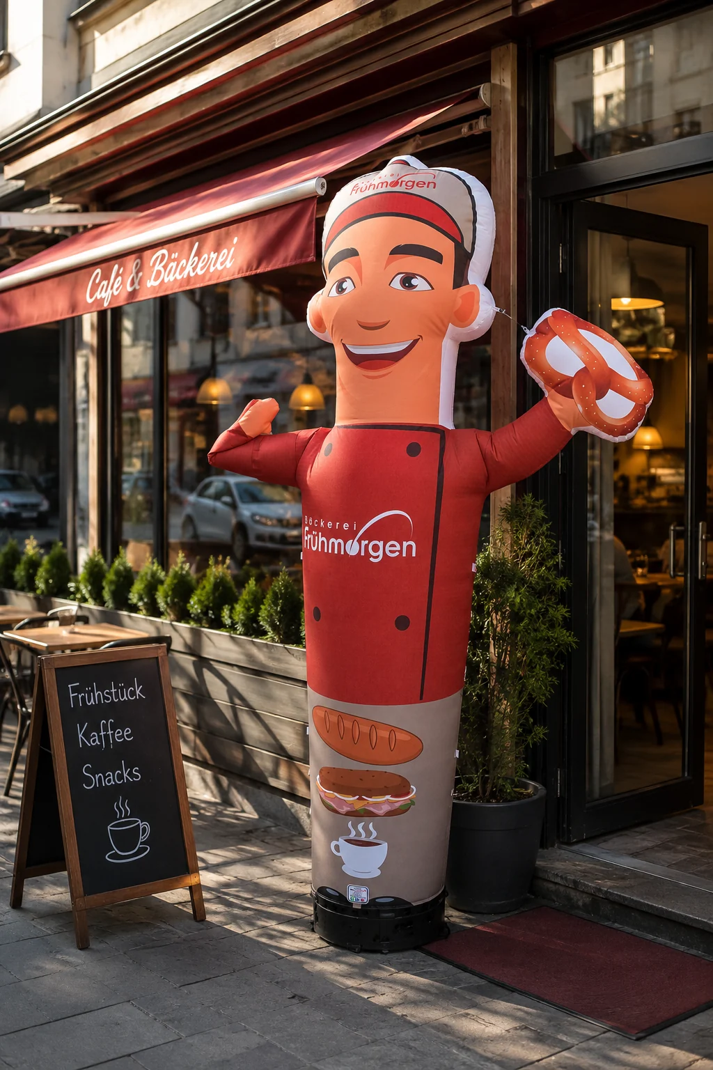 Frühmorgen — Bäckerfigur mit Produkt
